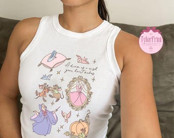 Camiseta corta retro de princesa Disney para bebé, camiseta de princesa Coquette, camiseta de Cenicienta Coquette, Jaq y Gus Gus, viaje de chicas Disney
