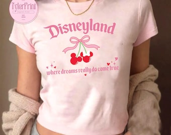 Coquette Bow Disney Valentine Baby Tee Crop Top, Disneyland Sweethearts Nite Shirt, Disney Cherries Minnie Valentine Shirt, Gift For Her