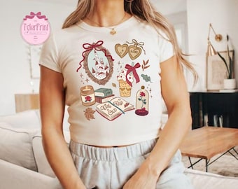 Retro Coquette Bow Disney Belle Princess Shirt, Coquette Disney Fall Sweatshirt, Tale As Old As Time Shirt, Beauty And The Beast Sweatshirt