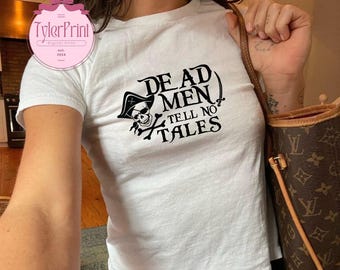 Vintage Dead Men Tell No Tales Baby Tee Crop Tank, Disney Inspired Crop Top, Pirates Of The Caribbean Shirt, Disney Pirate’s Life Shirt