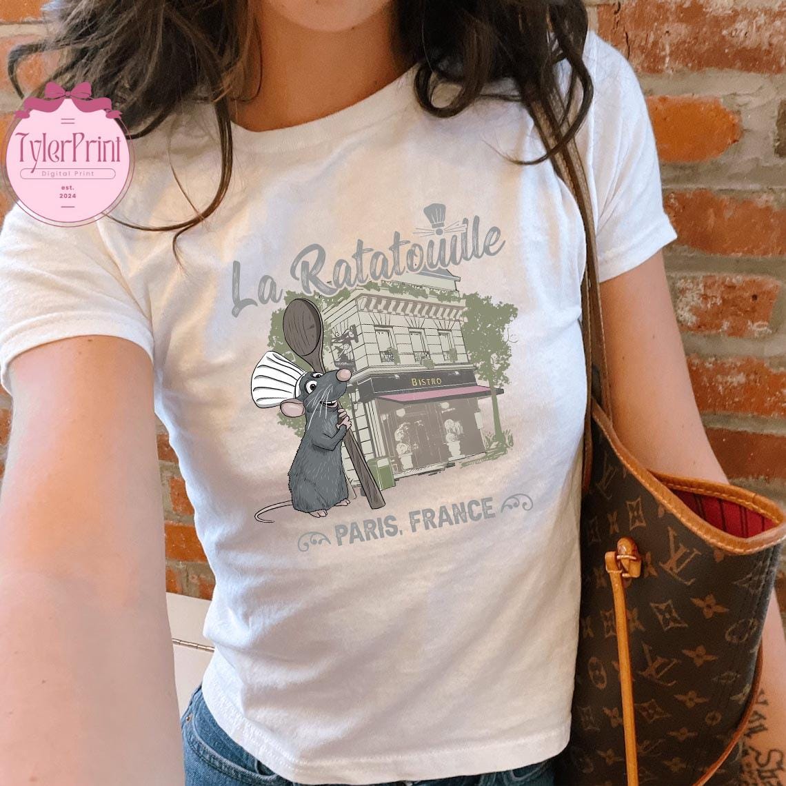 Remy Ratatouille Anyone can Cook Baby Tee, Vintage Ratatouille Gusteau's Little Chef Croptop Baby Tee womens T-shirt, Remy Disney Tees