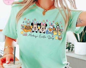 Mickey And Friends Easter Shirt, Happy Easter Shirt, Retro Disney Easter Baby Tee Crop Tank, Disney Bunny Easter Tee, Easter Vibes Shirt