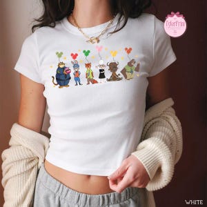 Disney Zootopia Characters Baby Tee Crop Tank, Nick Wilde Judy Hopps Shirt, Disney Family Trip Shirt, Zootopia Movie Tee, Zootopia 2 Shirt image 6