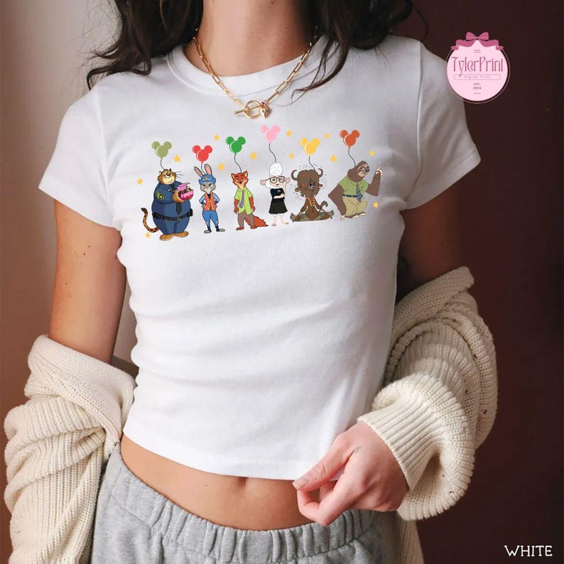 Disney Zootopia Characters Baby Tee Crop Tank, Nick Wilde Judy Hopps Shirt, Disney Family Trip Shirt, Zootopia Movie Tee, Zootopia 2 Shirt image 6