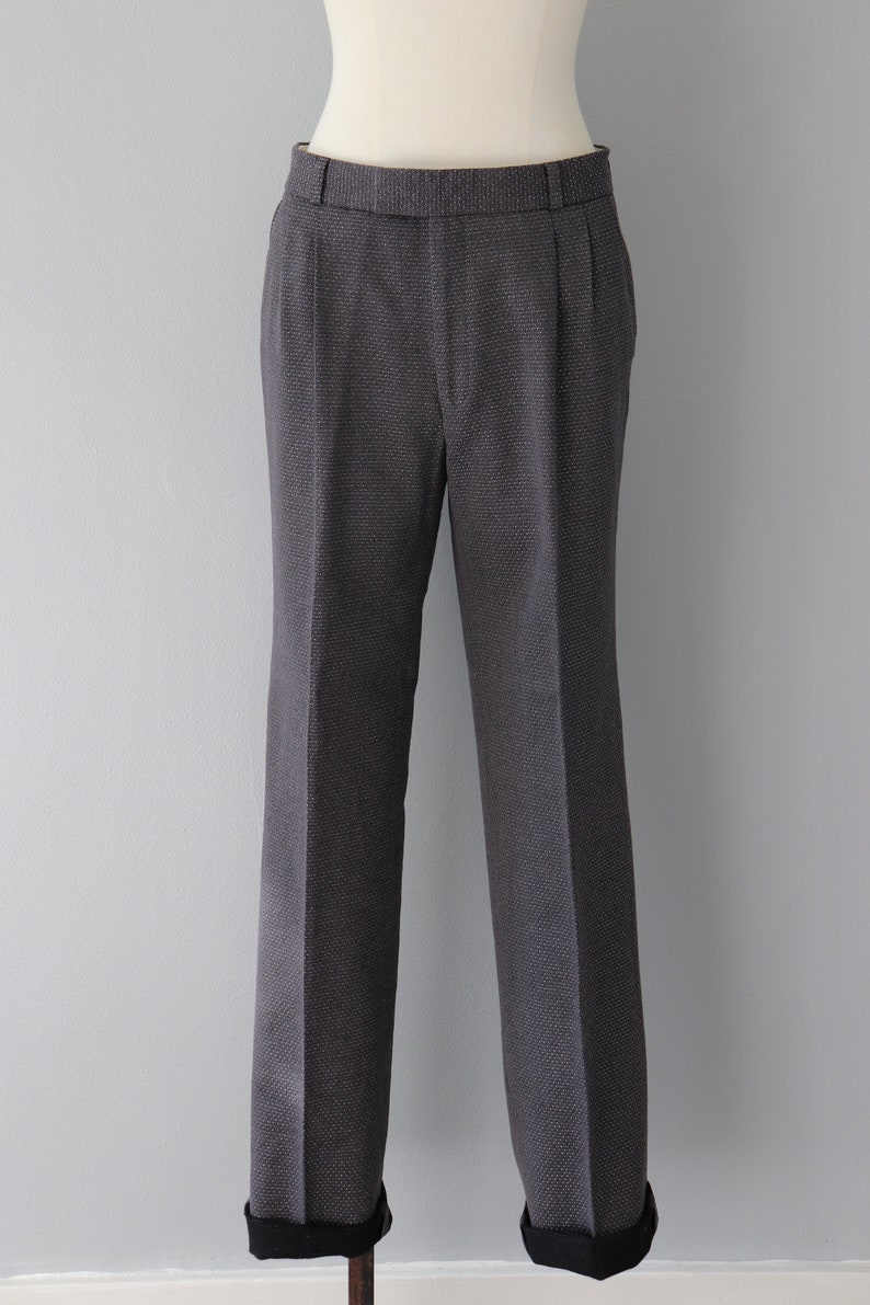Vintage dark grey wool trousers 1980/'s by Cubevintage medium