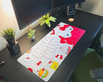 Alfombrilla de escritorio inspirada en Hello Kitty de 90 x 40 cm - Alfombrilla de ratón grande