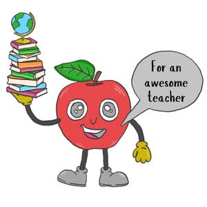 Carte de remerciement enseignant, carte Apple enseignant, cadeau de remerciement pour enseignant, jolie carte enseignant, carte sur papier glacé, carte de fin d'année, journée des éducateurs