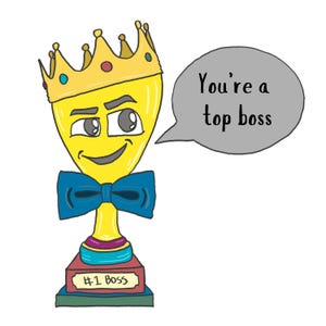 Cartão engraçado do chefe, cartão de agradecimento do gerente, cartão de troféu do chefe principal, cartão de apreciação do trabalho, cartão brilhante de alta qualidade, cartão de agradecimento do escritório