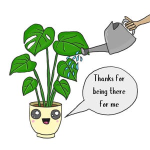 Tarjeta de agradecimiento por las plantas, linda tarjeta con plantas, tarjeta de agradecimiento para amantes de las plantas, tarjeta kawaii con plantas, tarjeta brillante de alta calidad, tarjeta para padres de plantas