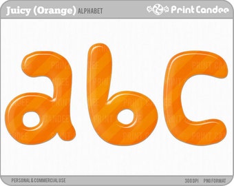 Juicy Alphabet (Orange) - Digital Clip Art Personal and Commercial Use - paper crafts card making scrapbooking