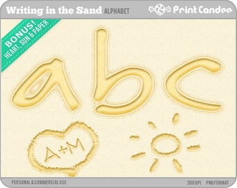 Writing in the Sand Alphabet - Digital Clip Art Personal and Commercial Use - paper crafts card making scrapbooking