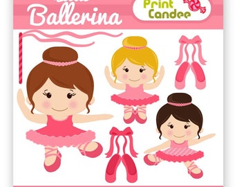 Little Ballerina - Digital Clip Art - Personal and Commercial Use Clip Art - girl pink dance ballet streamer slippers