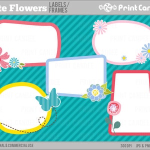 Cute Flower Frames Personal and Commercial Use digital clipart clip art label modern sweet pretty butterfly image 1