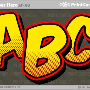 Super Hero Alphabet Digital Clip Art Personal and Commercial Use paper crafts card making scrapbooking image 1