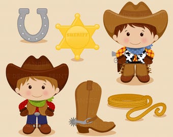 Cute Cowboy Clipart – Personal & Commercial Use - cowboy boot, baby cowboy clipart, cartoon cowboy, little cowboy, cowboy clipart, rope