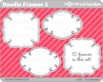 Doodle Frames 2 - Personal and Commercial Use - digital clipart frames clip art cute modern