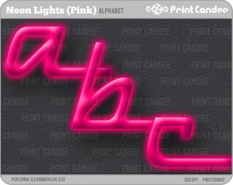 Neon Lights Alphabet (Pink) - Digital Clip Art Personal and Commercial Use - paper crafts card making scrapbooking