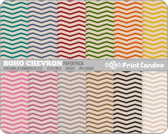 Boho Chevron Paper Pack (12 Sheets) - Personal and Commercial Use