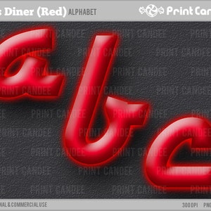 50s Diner Alphabet Red Digital Clip Art Personal and Commercial Use paper crafts card making scrapbooking image 1