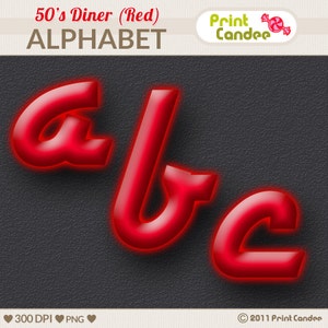 50s Diner Alphabet Red Digital Clip Art Personal and Commercial Use paper crafts card making scrapbooking image 2