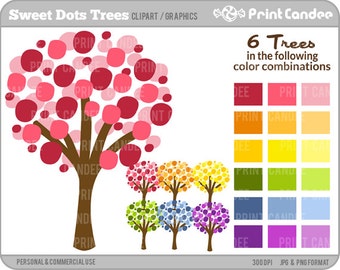 Sweet Dots Trees - Digital Clip Art - Personal and Commercial Use- modern chic tree nursery wall