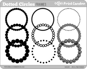 Dotted Circle Frames - Personal and Commercial Use - digital clipart frames clip art cute modern