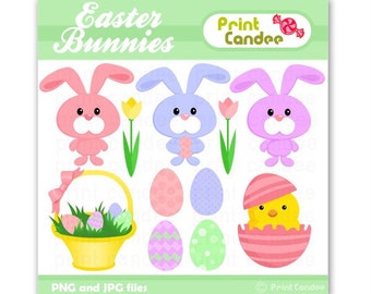 Easter Bunnies - Personal and Commercial Use Clip Art - printable, paper goods, birthday, graphics,