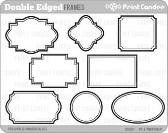 Double-Edge Frames -  Personal and Commercial Use - digital clipart frames clip art modern geometric