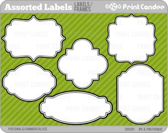 Assorted Labels (18 Pack) - Personal and Commercial Use - digital clipart frames clip art