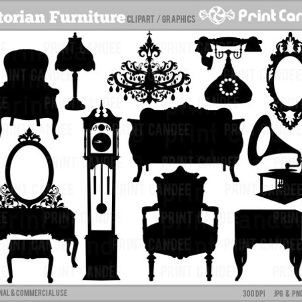 Victorian Furniture - Digital Clip Art-Personal Commercial Use Clip Art - paper crafts card making scrapbooking