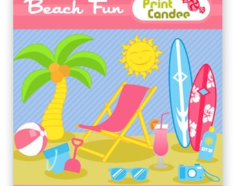 Amusement de plage - clipart numérique - clipart à usage personnel et commercial - graphisme, scrapbooking, fabrication de cartes, été