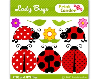 Lady Bugs - Digital Clip Art - Personal and Commercial Use - ladybugs cute animals nursery pattern