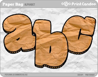 Paper Bag Alphabet - Digital Clip Art Personal and Commercial Use - paper crafts card making scrapbooking