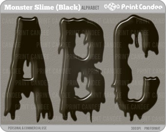 Monster Slime Alphabet (Black) - Digital Clip Art Personal and Commercial Use - paper crafts card making scrapbooking