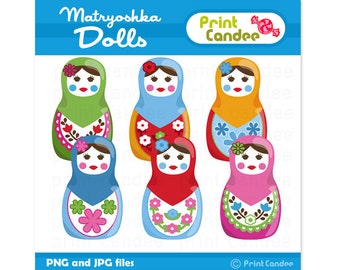 Matryoshka Dolls -  Digital Clip Art - Personal and Commercial Use - scrapbooking, card making, cupcake topper