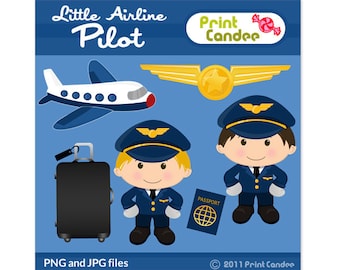 Little Airline Pilot - Digital Clip Art - Personal and Commercial Use - printable graphics scrapbooking design elements