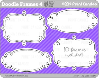 Doodle Frames 4 - Personal and Commercial Use - digital clipart frames clip art cute modern label