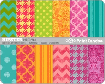 Hipster Paper Pack (12 Sheets) - Personal and Commercial Use