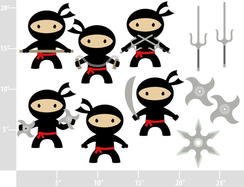Ninjas Digital Clip Art Personal and Commercial Use tai kwon do boys karate nunchuks image 3