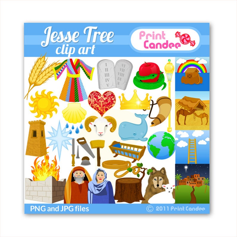 Jesse Tree Clip Art Digital Clip Art Personal Use Only Christmas ornaments advent holiday image 1
