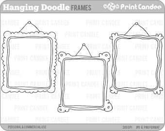 Hanging Doodle Frames -  Personal and Commercial Use - digital clipart frames clip art