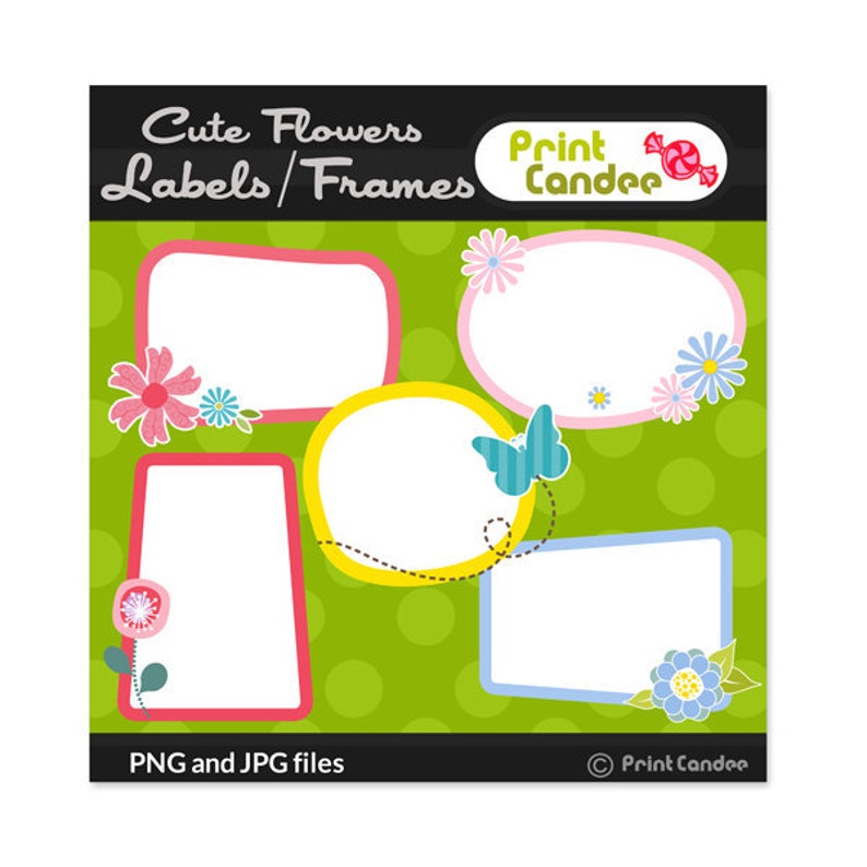 Cute Flower Frames Personal and Commercial Use digital clipart clip art label modern sweet pretty butterfly image 2