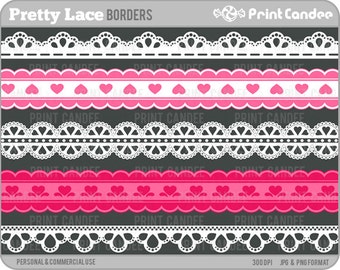 Pretty Lace Ribbons - Personal and Commercial Use - digital clipart border ribbon clip art