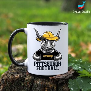 Kubek dla kibica futbolu amerykańskiego Pittsburgh, spersonalizowany kubek do kawy, spersonalizowany prezent dla miłośników futbolu, spersonalizowany kubek Pittsburgh, pomysł na prezent dla niej lub dla niego