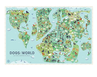 Dogs Of the World Map 36x24 POSTER