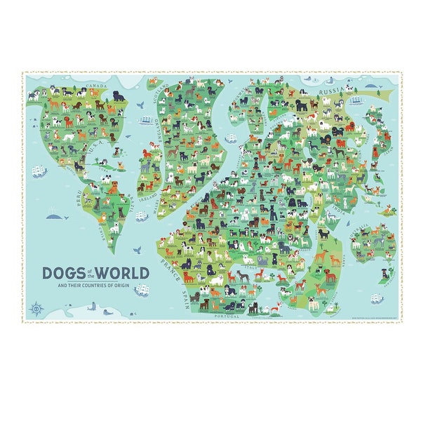 Dogs Of the World Map 36x24 POSTER