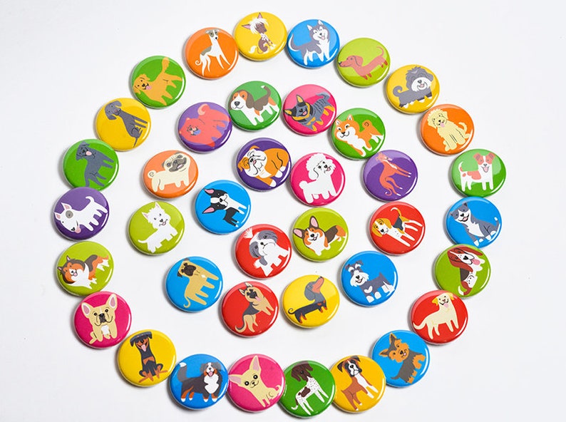 Dog Buttons/Badges/Pins choose any 3 image 1