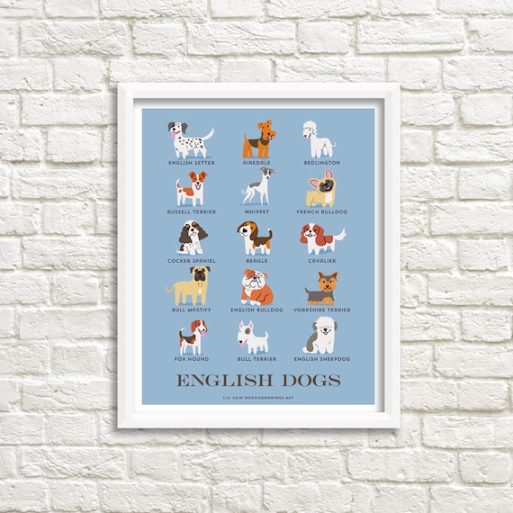 Dog Breeds Print English Dogs Art Print Dog Breeds From Etsy