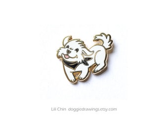 Maltese/Maltipoo/White Fluffy Dog Enamel Pin