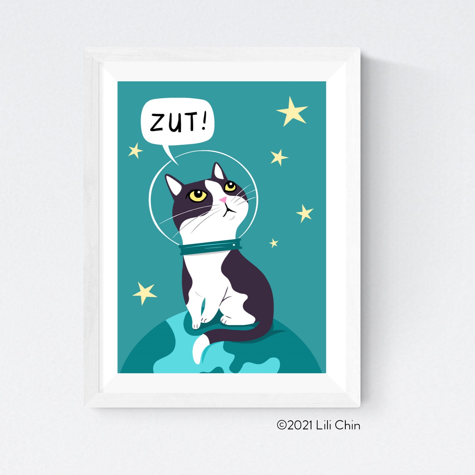 Felicette the Space Cat 5x7 Art Print Limited Edition Etsy UK